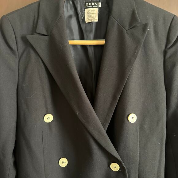 KORS Michael Kors | 90s Vintage Black Wool Double Breasted Blazer | Size 8 - Picture 3 of 6